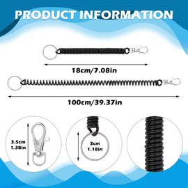 Cobee Coil Springs Keychain, 10 Pcs Retractable Coil Springs Keychains with Lobster Clasp, Spring Coil Leash Cord Safety Ropes, Cell Phone Elastic Wrist Coil Cord Lanyard Snap Hook(Multi-color)