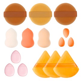 Juego de 15 esponjas de maquillaje,polvo facial, esponjas de maquillaje, mini aplicadores, Mini Esponjas de Maquillaje para polvo suelto de base, base y corrector líquido o en crema (Naranja)