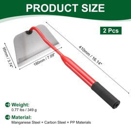 HARFINGTON 2pcs Garden Hoe 16.14" x 7" Steel Hoe Garden Tool Anti-Rust with Non-Slip Handle Edger Weeder Shovel for Backyard Loosening Farm Planting Weeding, Red