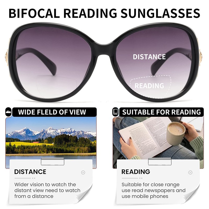 JM Klassisch Bifokal Lesebrille Platz Stylish Gradient Sonnenbrillen Leser für