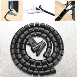 Fanoshon Spiral Cable Wrap, Bundle Cables, Cable Organizer, Storage Tube, Spiral Sleeve, Decluttering Cables and Wiring Accessories, Conceal Wires, Inner Diameter 0.9 inches (22 mm), Length 4.9 ft (1.5 m), Reusable, Adjustable, For Computers, TVs, Office