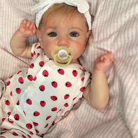truly soft Realistic Baby Doll with Strawberry Print Outfit, Pacifier, 22 inches
