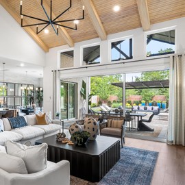 Long Curtain Rods for Windows 32 to 168 Inches, 1" Diameter Heavy Duty Black Curtain Rod Set Adjustable Length, Drapery Rods With Decorative Round Finials for Indoor Outdoor