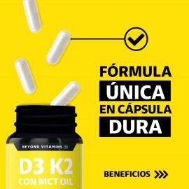 Vitamina D3  Vitamina K2  Mct Oil  Sin Azcar - Suplemento Alimenticio Vegano Beyond Vitamins - Vitaminas Mujer  Hombre - Ingredientes Non Gmo (60...  