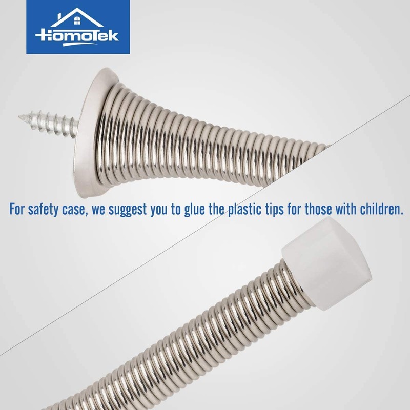 HOMOTEK 40 Pack Spring Door Stopper with Rubber Bumper Satin