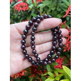GAF TREASURES Garnet Crystal Bead Bracelet 7-8mm, Genuine Garnet Stretch Gemstone Bracelet, Healing Crystal Bracelet, Gift for Men & Women (5)