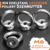 Pack of 4 Ring Nuts M6 Eyelet Nut 304 Stainless