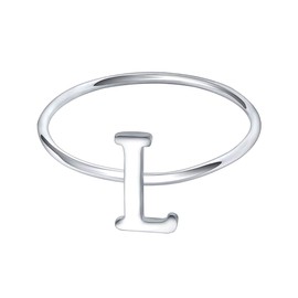AOEDEJ Simple Initial Rings Capital Letter Ring 925 Sterling Silver Words Stacking Bands for Women (L, 8)