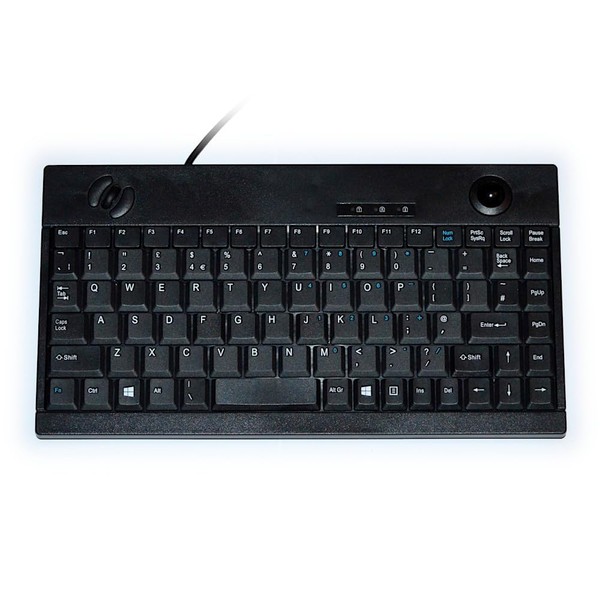 Mini Keyboard Black USB with Built in Trackball and Scroll