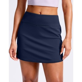 SANTINY Skorts for Women with Pockets High Waisted Golf Skirts with Shorts A Line Athletic Tennis Skirt for Casual Pickleball (Navy_S)