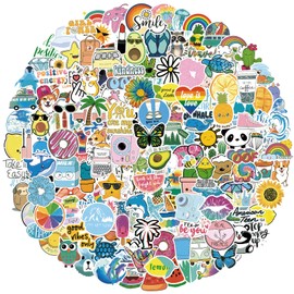 200pcs Water Bottle Stickers for Kids, Cute VSCO Sticker Pack for Adults, Waterproof Vinyl Decals for Laptop, Journal, Scrapbook, Luggage