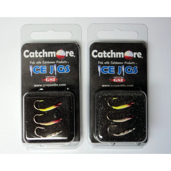 Catchmore Rocker Ice Jigs, TWO Packs (3 jigs per pack)(6