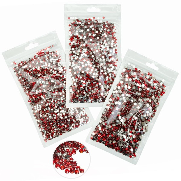 16000PCS Red Crystal Resin Rhinestones for Crafts Siam Red Flatback