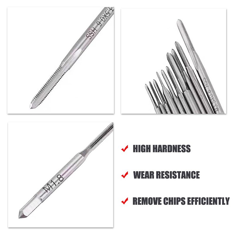 Micro Drill Bit Tap Set, 10pcs Mini Metric Thread Tap