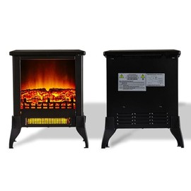 14 Inch Electric Fireplace with Flame Brightness Overheating Safety Protection 2 STSP Switches 1 Temperature Knob 1400W Heat