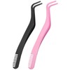 2 Pcs Eyelash Tweezers, Lash Applicator Tool with Comb for