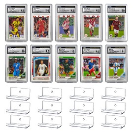 AAiphuwew 12 Pack Sports Card Slab Display Shelf for Wall, Acrylic Clear Graded Trading Card Display Rack Holder for Baseball Football Sports Game Storage and Display