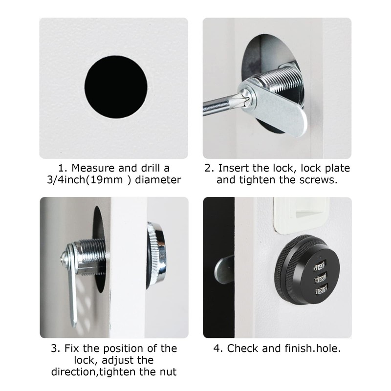 4 Pack Combination Cam Lock 3/4 Inch Cylinder Password Coded