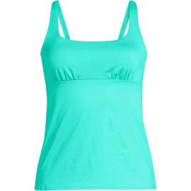 Lands' End Traje de baño tankini con cuello cuadrado y aros para mujer, tirantes ajustables, Isla Aqua (aguamarina), (4) D