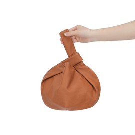 CORAID Women's Small Tote Bag for Women Soft Leather Top Handle Bag Wristlet Knot Pouch Purses and Handbags Brown