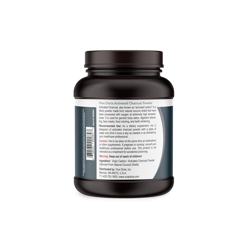 Viva Doria Virgin Activated Charcoal Powder, Coconut Shell Derived, Food