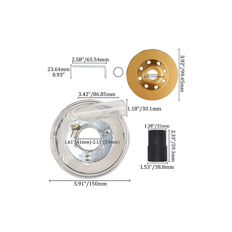BGTXINGI Dust Shroud Kit Dry Grinding Dust Cover 100-150MM Adjustable