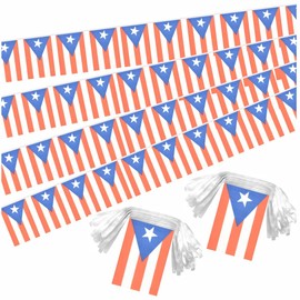 Lebei 2 Pack Puerto Rico Flag Banner String Small Mini 66 Feet 60 Pcs Puerto Rican Hanging Flags Decoration