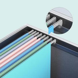 GRSQYS File Storage Box with Lid File Boxes for Hanging Decorative Hanging Folders Organizer with One-Piece Plastic Frame Slides (Black, 13.2x 10.1 x 10.1 inch（4Pack）)