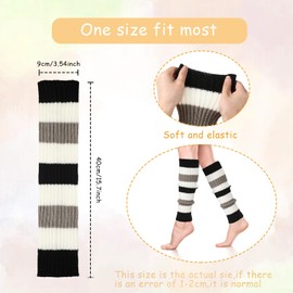 Neer Women's Leg Warmers Ribbed Leg Warmers 80s Long Leg Warmers Boots Ankle Warmer, Black / White / Grey