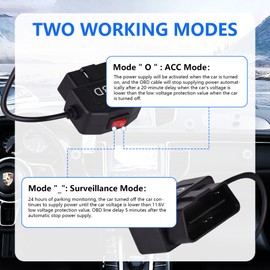 GIASYIEH OBD2 OBD Power Cable, OBD to Type C USB OBDII Adapter 11.6-36V to 5V/3A Dash Cam Hardwire Kit with Switch & Low Voltage Protection for Smart Parking Mode Dashcams(11.5FT/3.5M) (Right Angle)