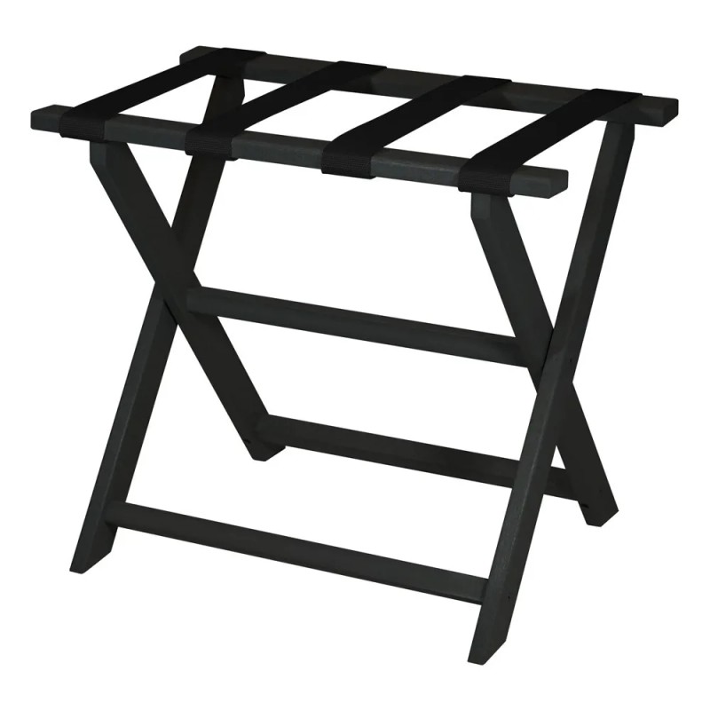 Homeroots Earth Friendly Black Folding Luggage Rack With Black Straps