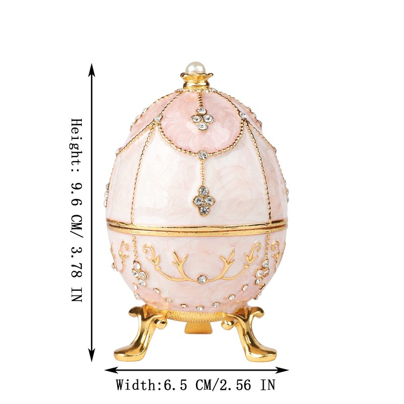QIFU Hand Painted Easter Egg Figurine Trinket Box Hinged, Unique