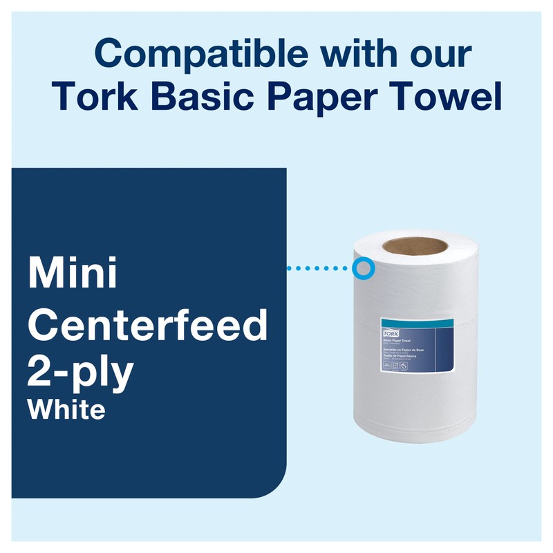 Tork Mini Centerfeed Towel Dispenser Black M1, One-Handed Operation, Elevation