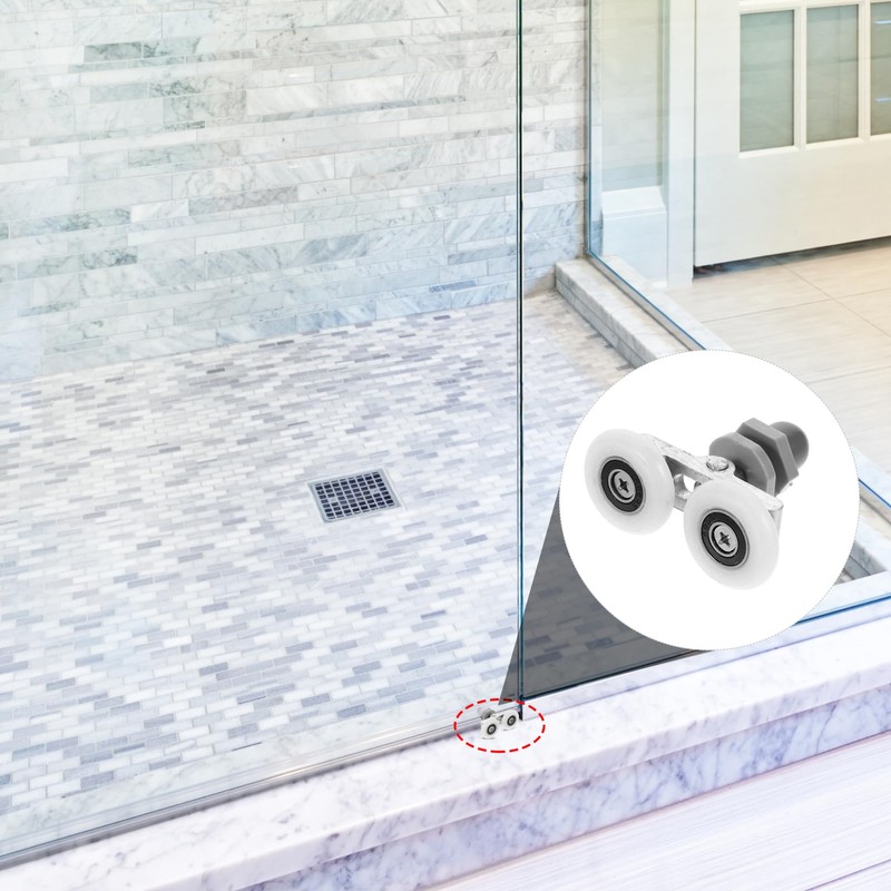 TEHAUX 8pcs Shower Door Rollers Dual Wheel Sliding Glass Hardware