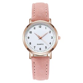 GIRGBE Women's Watches, Classic Quartz Watch with Luminouse Easy Read Dial, Leather Watch Band, Vintage Small Face Round Watches for Women, Birthday Gift for Ladies (G720-pink)