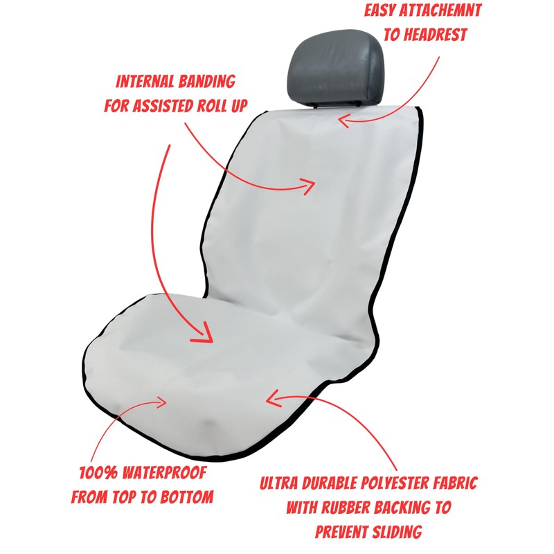 Roll Tuff Waterproof Retractable Car Seat Cover (White)