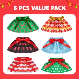 JOYIN 6PCS Christmas Clothing for Doll Plush Dance Skirt Set, 6 Designs Festive Looks, Cute Dresses for Xmas Kids Toddler Doll Couture Costume Accessories, Xmas Decorations Holiday Specials
