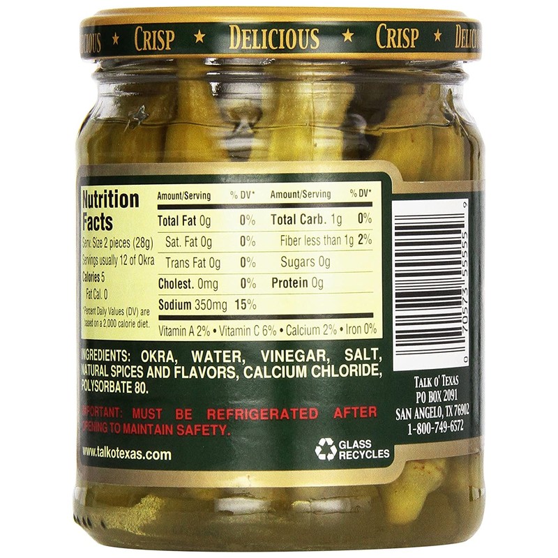 Talk O Texas Okra Pickles, Hot, 16 oz (Pack of