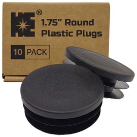 Cosmostar 1.75" Inch (44.45 mm) Round Plastic Plugs for Outside Tube Size - Durable Black End Caps for Folding Chair Leg Caps, Folding Chair Feet Cap, Outdoor Chair Leg Caps, Chair Leg Caps- 10 Pcs