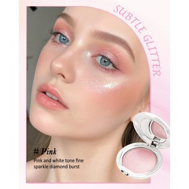 Face Highlighter Blush Powder Palette, Waterproof Long Lasting Shimmer Pink Glow Highlighting Bronzer Eye Facial Blusher Contour Cream Makeup Palette, Illuminator for Women Eyeshadow Body Cheek-03