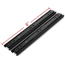 Drawer Slides 8 inch Ball Bearing Full Length 3 Section Slides Mounted Drawer Runner Slider for Cabinet Furniture, 2 Pack (Black 8 inch)