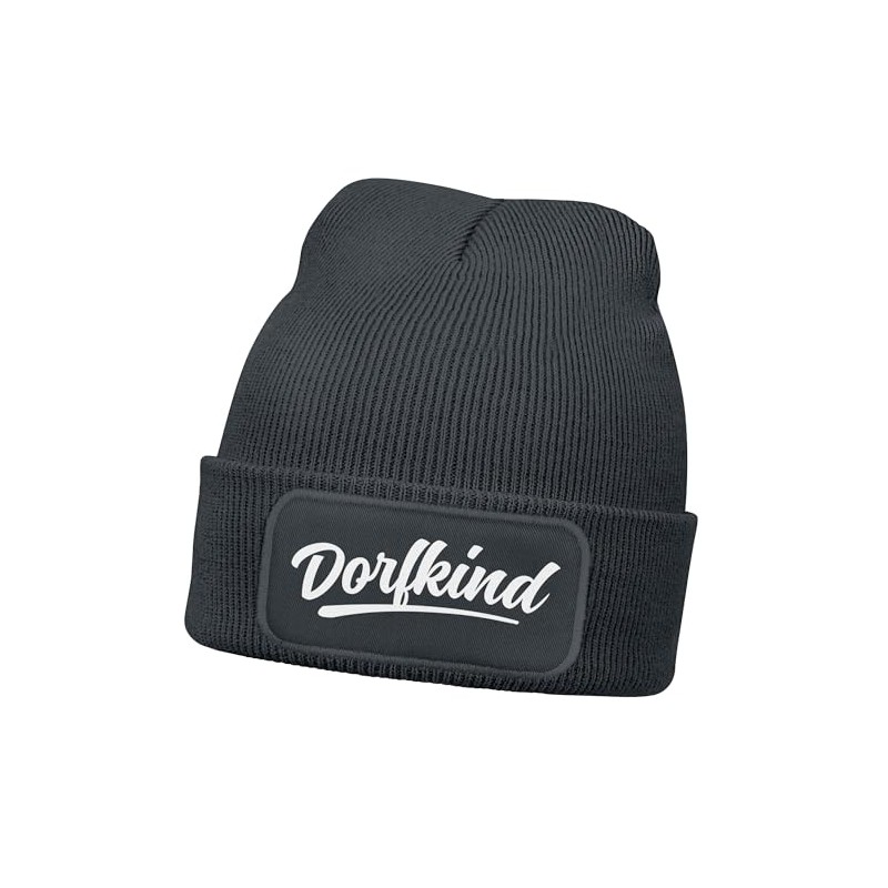 MoonWorks® Men's Beanie with Patch Dorfkind Knitted Hat with Saying