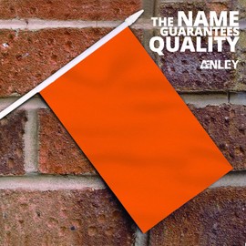 Anley Orange Mini Flag 12 Pack - Hand Held Small Miniature Solid Orange Blank Flags on Stick - Fade Resistant & Vivid Colors - 5x8 Inch with Solid Pole & Spear Top