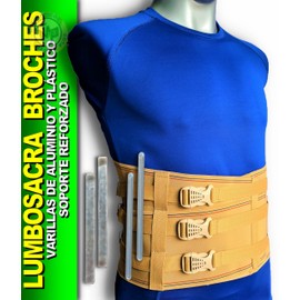 ORTOPEDICOS MEDICA PLUS Faja Lumbar con Hebilla LUMBOSACRA Elastica Varillas DE Aluminio Y PLASTICO Faja SACROLUMBAR (TRIPLE XL: 120 A 130 CM)