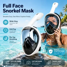 Full Face Snorkel Mask for Adults – Anti-Fog Wide View Design for Swimming & Surface Snorkeling