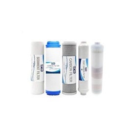 IPW Industries Inc Alkaline Water Filter Kit - Compatible Ameritek Alkaline RO System - 5 Piece Set - Removes Sediment, Dirt, Rust, Chlorine, Taste, Odor - Alkalizes Water - NSF Certified