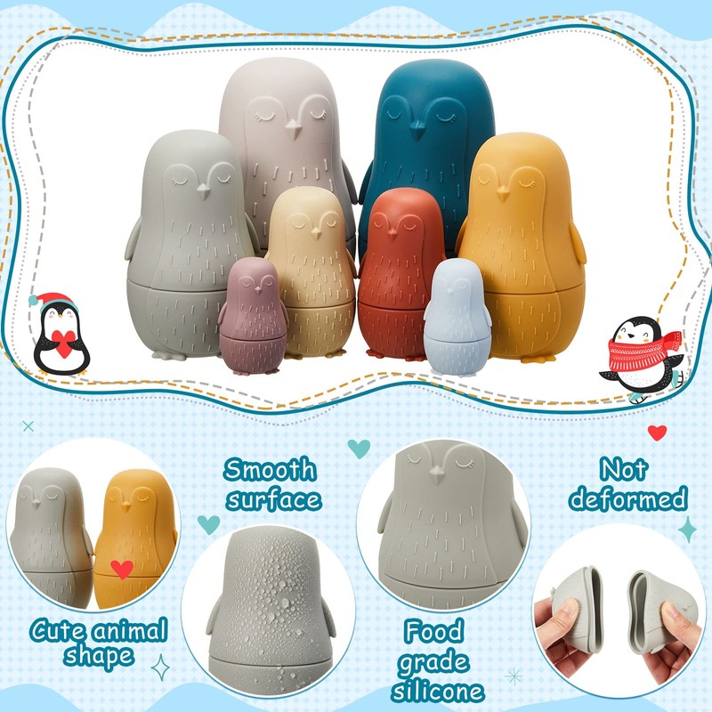 Chivao 8 Pieces Russian Nesting Dolls, Silicone Matryoshka Doll Easter