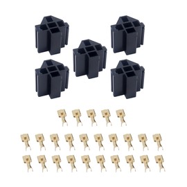 HiSport 5-Pin 12V 30A/40A Relay Connector with 6.3mm Terminals (5-Pack), Automotive Electrical Relay Socket Kit for Cars Trucks