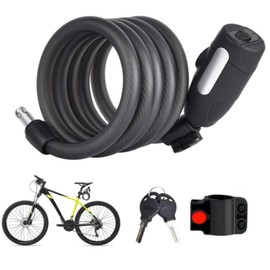Lovgrin Candado para Bicicleta. con Soporte de Montaje y 2 Llaves, 12 mm de Diámetro, 1,5 m de Longitud. Candado Bicicleta, Adecuado para Bicicletas, Motocicletas, Portones, Vallas, Scooters. (Negro)