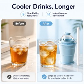 2-in-1 Ice Ball Cup for Summer Drinks – Collapsible Silicone Ice Mold & Travel Water Bottle